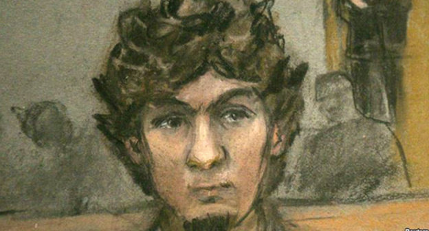 Dzhokhar Tsarnaev. Drawing by court reporter. Photo: http://www.svoboda.org/content/article/27019460.html