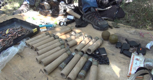 Ammunition confiscated in the course of the special operation in the Baksan District. July 14, 2015. Photo nac.gov.ru