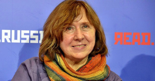 Svetlana Aleksievich. Screenshot from the video posted by RusFrankfurt, https://www.youtube.com/watch?v=DOkX7FdehnU