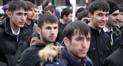 The participants of the rally in Grozny, March 2015. Photo by Akhmed Aldebirov for the "Caucasian Knot"