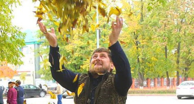 Ramzan Kadyrov in a park, October 30, 2015. Photo: Instagram.com/kadyrov_95