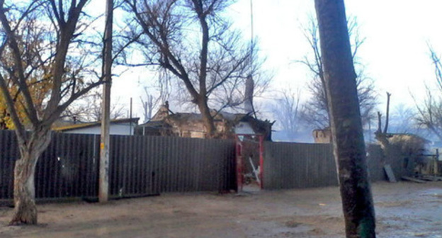 House burnt down in special operation in Kalmykia. November 17, 2015. Photo https://08.mvd.ru/news/item/6781423/