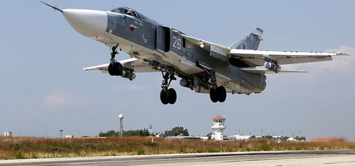 Su-24 at Hmeymim Air Basein in Latakia, Syria, October 2015. Photo: https://ru.wikipedia.org/ 