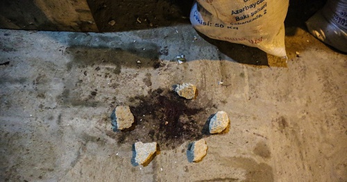 A spot of blood in the place where special operation was held in Nardaran. November 26, 2015. Photo by Aziz Karimov for the "Caucasian Knot"