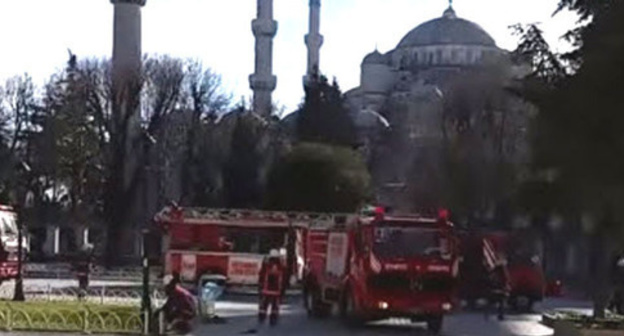 At the spot of Istanbul terror act. January 12, 2016. Screenshot of a video by the user GASP ! HOLLYWOOD https://www.youtube.com/watch?v=WKqsymCTPyU" title=
