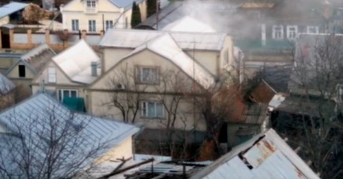 The spot of the special operation carried out in Tsiolkovsky Street. January 15, 2016. Photo: screenshot of a video made by an eyewitness of the special operation, YouTube.com