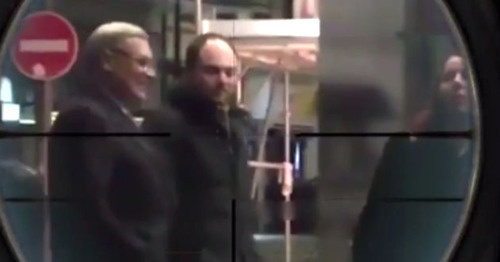 Leader of the "PARNAS" party Mikhail Kasyanov appears under a filter simulating a rifle sight. Photo: http://instagramm.ru/kadyrov_95/?mid=1174883868445579510_260955581