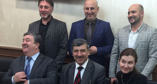 Advocate Alaudi Musaev (left in the second row) in courtroom, Stavropol Region, February 15, 2016. Photo: Fatima Alieva