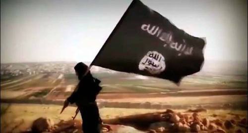 Flag of "Islamic State" (IS was recognized as a terrorist organization and banned in Russia) . Фото: VostockPhoto http://www.vostock-photo.com/