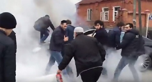 A car explosion near the mosque in Nasyr Kort. Screenshot of a video "An explosion near Chumakov's mosque" https://www.youtube.com/watch?v=ZdvG_HF3YUc