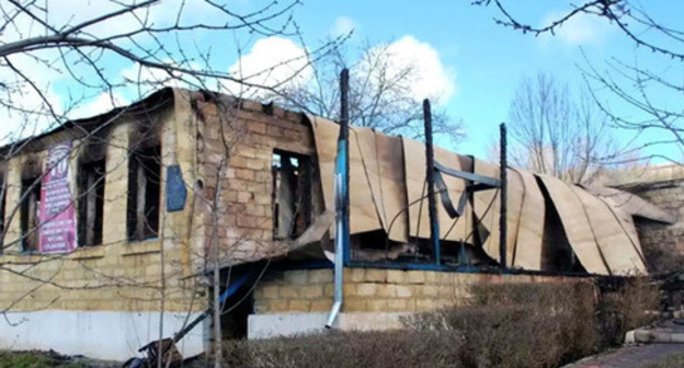 In the village of Ashaga-Stal, the house of the Lezgin poet Suleiman Stalsky is burned down. March 22, 2016. Photo http://www.riadagestan.ru/