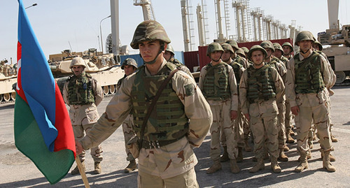 Soldiers of Azerbaijani Armed Forces. Screenshot of the video posted at https://www.youtube.com/watch?v=U4eugPUg-js