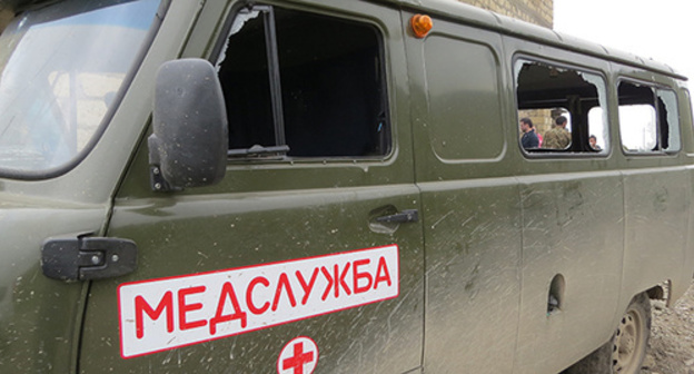An ambulance car shelled during the warfare. Martakert region, April 6, 2016. Photo by Alvard Grigoryan for the "Caucasian Knot"