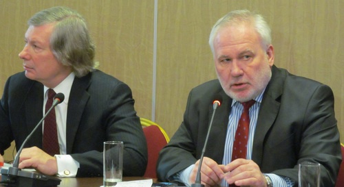 James Warlick (to the left) and Igor Popov, the co-Chairs of the OSCE Minsk Group on Karabakh settlement. Yerevan, April 9, 2016. Photo by Tigran Petrosyan for the "Caucasian Knot"
