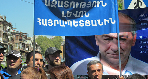 Inscription on a poster: "Freedom for Levon Airapetyan". Photo by Tigran Petrosyan for the "Caucasian Knot"