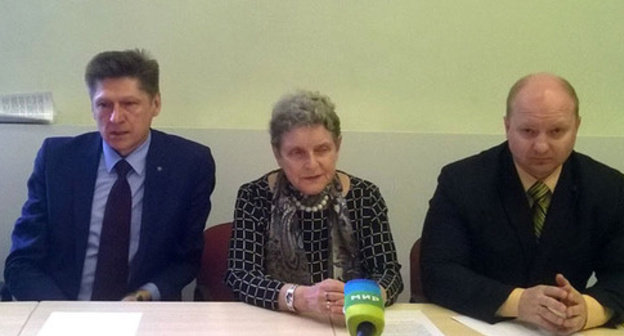 Svetlana Gannushkina and the advocates of the suspects of plotting terror act in Moscow at the press conference. Moscow, April 21, 2016. Photo by Vyacheslav Feraposhkin for the "Caucasian Knot"