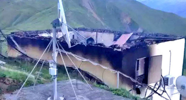 Blown up relay tower in the Shamil District of Dagestan, May 25, 2016. Photo: http://www.riadagestan.ru/