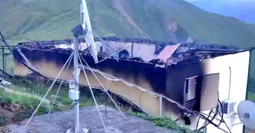 Blown up relay tower in the Shamil District of Dagestan, May 25, 2016. Photo: http://www.riadagestan.ru/