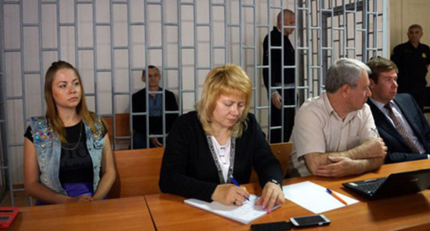 At the court hearing in the case against Nikolai Karpyuk and Stanislav Klykh in Grozny, May 17, 2016.  Photo: Anton Naumlyuk (RFE/RL)