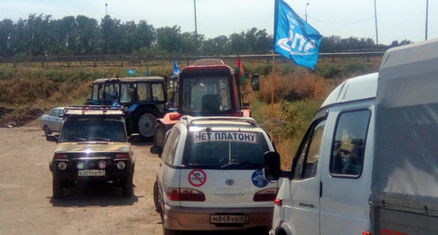 Vehicles and equipment of the participants of the tractor march. August 23, 2016. Photo by Konstantin Volgin for the "Caucasian Knot"