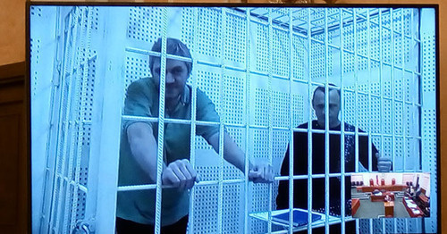 Video conference of Nikolai Karpyuk and Stanislav Klykh (right) in the Supreme Court of Russia, October 26, 2016. Photo by Oleg Krasnov for the 'Caucasian Knot'. Video conference of Nikolai Karpyuk and Stanislav Klykh (right) in the Supreme Court of Russia, October 26, 2016. Photo by Oleg Krasnov for the 'Caucasian Knot'.