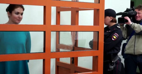 Varvara Karaulova in the courtroom. Photo: RFE/RL Varvara Karaulova in the courtroom. Photo: RFE/RL