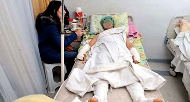 A female resident of the Lankaran District of Azerbaijan was hospitalised after, according to her, she was tortured at the police. Photo: Haqqin.az A female resident of the Lankaran District of Azerbaijan was hospitalised after, according to her, she was tortured at the police. Photo: Haqqin.az