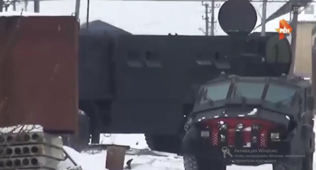 "Punisher" armoured vehicle in Khasavyurt. Screenshot of REN TV broadcasting. 