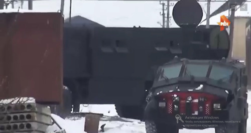"Punisher" armoured vehicle in Khasavyurt. Screenshot of REN TV broadcasting. 