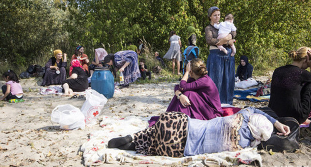 Chechen refugees in a camp near the Belarusian-Polish state border. Photo by Stanislav Korshunov, TUT.BY http://news.tut.by/society/510015.html
