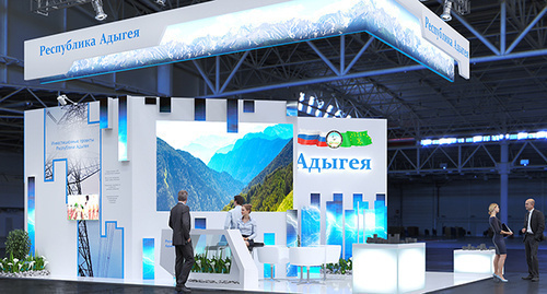Exhibition stand of Adygeia at Investment Forum 'Sochi-2017'. Photo by press service of Adygeia Republic head. 