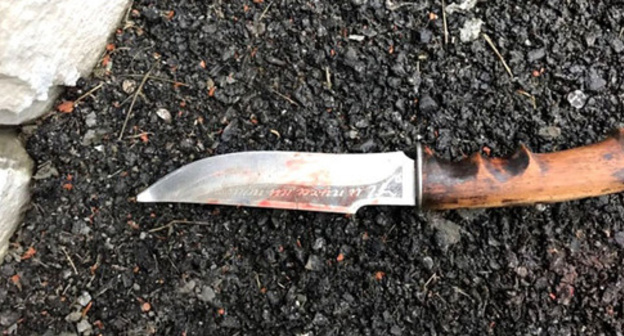Knife found at the place of attack on military unit of Russia's National Guard, http://nac.gov.ru Knife found at the place of attack on military unit of Russia's National Guard, http://nac.gov.ru