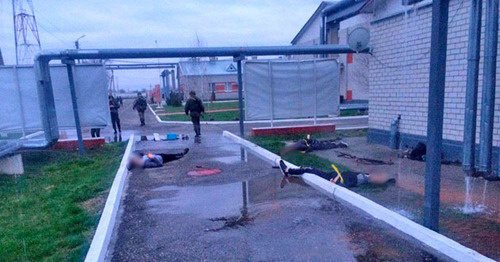 Attack on the military unit of the National Guard (Rosgvardia) in the village of Naurskaya, March 24, 2017. Photo: Rosgvardia community in VKontakte.ru Attack on the military unit of the National Guard (Rosgvardia) in the village of Naurskaya, March 24, 2017. Photo: Rosgvardia community in VKontakte.ru