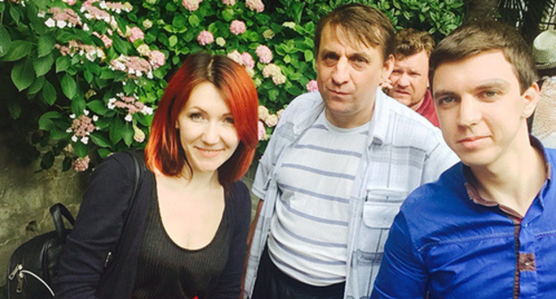 June 14, near the building of the court: activist Irina Barkhatova, fined 20,000 roubles for participation in the rally; activist Alexei Bychkov, sentenced to five days in jail; activist Vitaly Buchenkov sentenced to five days in jail. Photo by Svetlana Kravchenko June 14, near the building of the court: activist Irina Barkhatova, fined 20,000 roubles for participation in the rally; activist Alexei Bychkov, sentenced to five days in jail; activist Vitaly Buchenkov sentenced to five days in jail. Photo by Svetlana Kravchenko