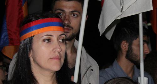 Ruzanna Egnukyan at the rally in support of the “Sasna Tsrer” detachment on September 9, 2016. Photo by Armine Martirosyan for "Caucasian Knot"