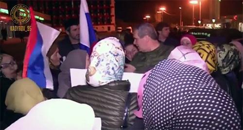 Meeting members of militants' families in Grozny Airport. Still picture: https://www.instagram.com/p/BbcngYfHsgk/?taken-by=kadyrov_95