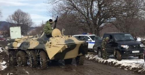 Special operation on the outskirts of the Zelenchukskaya Cossack village, Karachay-Cherkessia. December 18, 2017. Photo by the NAC press service