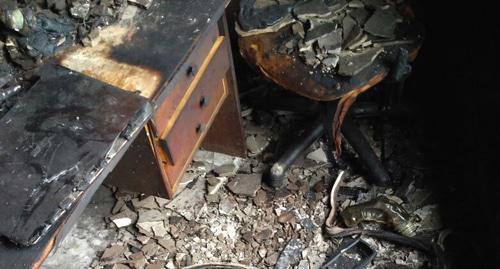 Office of the Human Rights Centre (HRC) "Memorial" in Ingushetia after fire. Photo: HRC "Memorial"