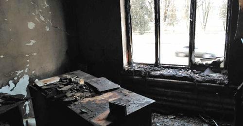 Aftermath of the attack on Ingush office of the Human Rights Centre (HRC) "Memorial". Photo is provided by press service of HRC "Memorial"