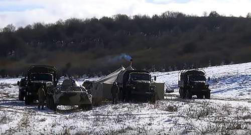 Special forces' vehicles at the place of special operation in Ingushetia. Photo: screenshot of NAC video