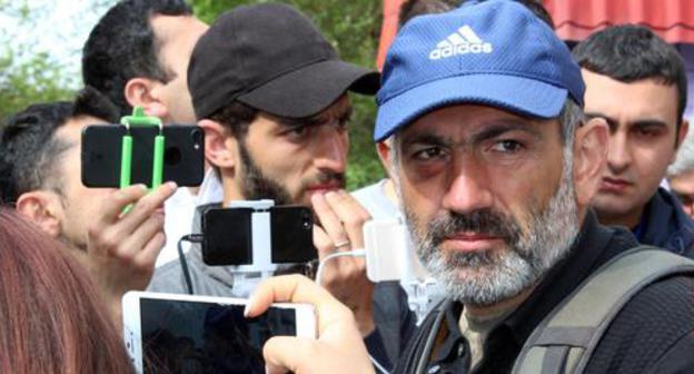 Nikol Pashinyan during protests in Yerevan, April 20, 2018. Nikol Pashinyan during protests in Yerevan, April 20, 2018.
