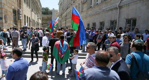 Participants of the rally on the Republic Day in Baku on May 28, 2018. Photo by Aziz Karimov for the "Caucasian Knot"