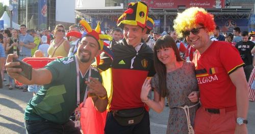Football fans ahead of Belgium-Japan match, Rostov-on-Don, July 2, 2018. Photo by Konstantin Volgin for the Caucasian Knot. Football fans ahead of Belgium-Japan match, Rostov-on-Don, July 2, 2018. Photo by Konstantin Volgin for the Caucasian Knot.