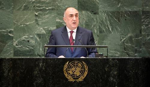 Elmar Mamedyarov, Azerbaijani Minister of Foreign Affairs, speaks at the 73rd session of the UN General Assembly. Photo: press service of the Ministry of Foreign Affairs of Azerbaijan: http://www.mfa.gov.az/az/news/909/5847
