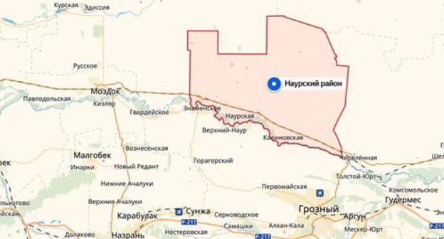 Naur District on the map of Chechnya. Photo: Yandex-maps Naur District on the map of Chechnya. Photo: Yandex-maps