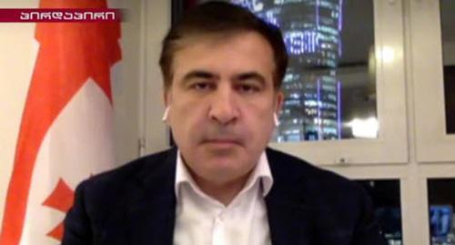 A screenshot of Mikhail Saakashvili's video appeal http://rustavi2.ge/ka/news/119931