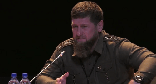 Ramzan Kadyrov at business session 'Invest in Caucasus'. Screenshot from TASS broadcasting reproduced by 'Dozhd' TV Channel, https://tvrain.ru/teleshow/videooftheday/kadyrov_vs_mutko-476673/