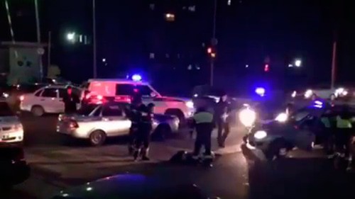 The attack on policemen in Kabardino-Balkaria. Photo: screenshot of the video by nalchik_24_7, https://www.instagram.com/p/BtBiQXOFn6O/