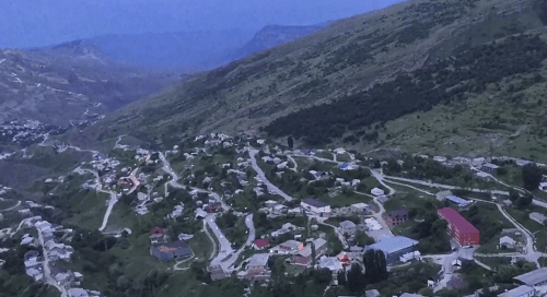 Village of Mekhelta in Gumbetovsky District of Dagestan. Screenshot from video posted by user 'Jamaica Rasulov on YouTube, https://www.youtube.com/watch?v=aYwKpEhVoeM