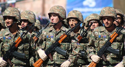 Soldiers of Nagorno-Karabakh Army join military parade dedicated to 25th anniversary of Armenia's independence. Photo by Tigran Petrosyan for the Caucasian Knot